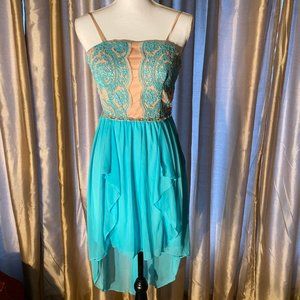 Formal nude/seafoam dress